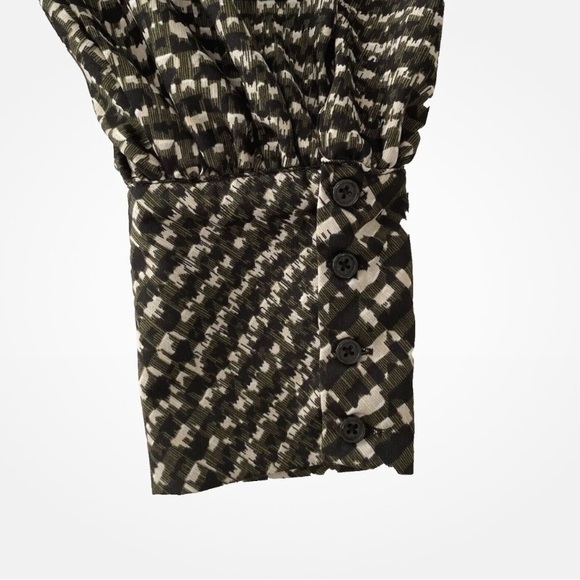 Who What Wear Womens Blouse Top Medium Black Green Houndstooth Business Casual - Picture 11 of 12